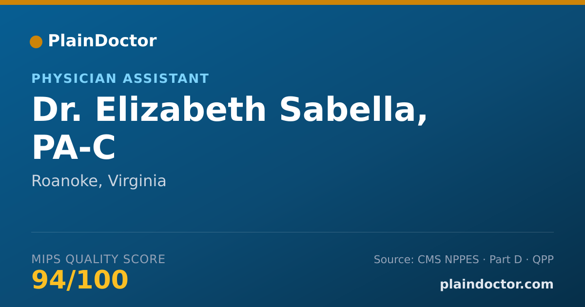 Shareable card for Elizabeth Sabella, PA-C - Physician Assistant, Roanoke, VA