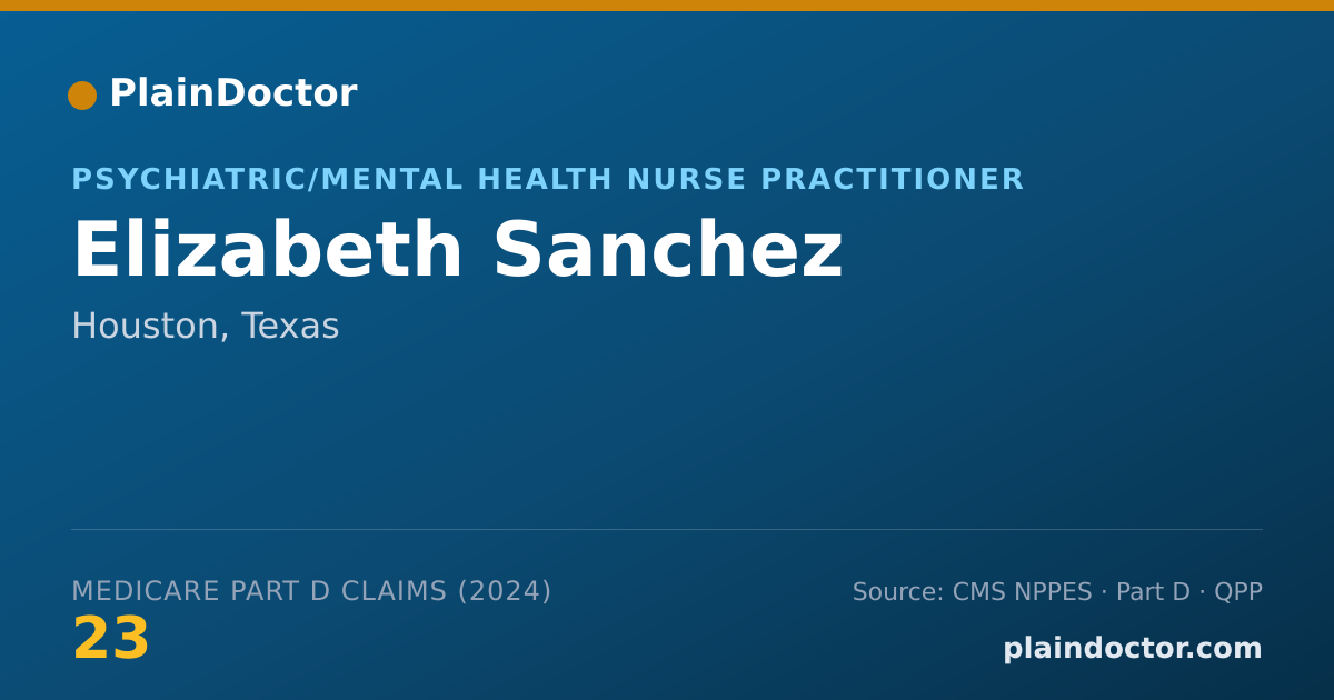 Shareable card for Elizabeth Sanchez - Psychiatric/Mental Health Nurse Practitioner, Houston, TX