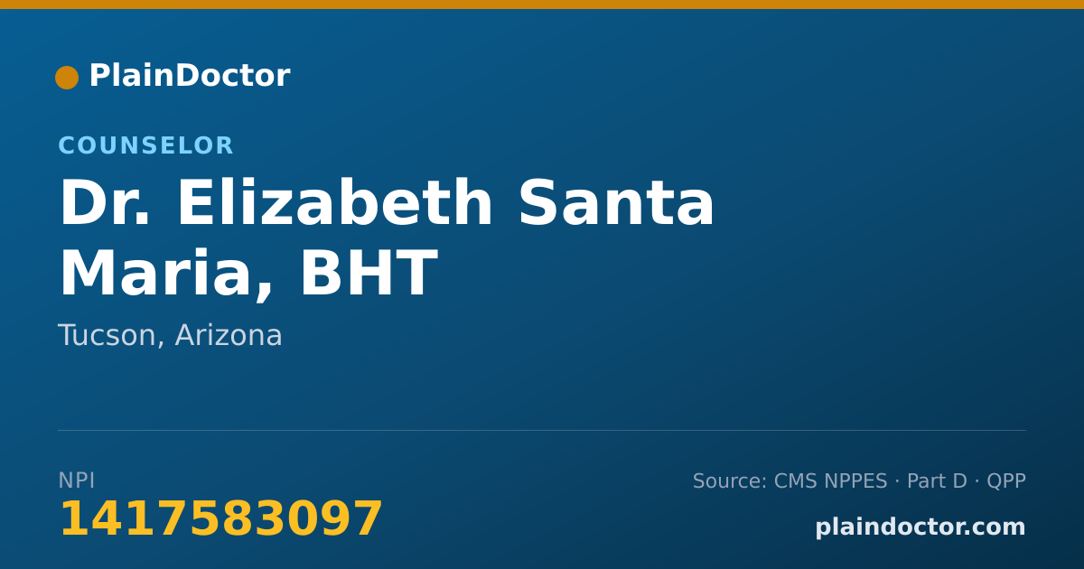 Shareable card for Elizabeth Santa Maria, BHT - Counselor, Tucson, AZ