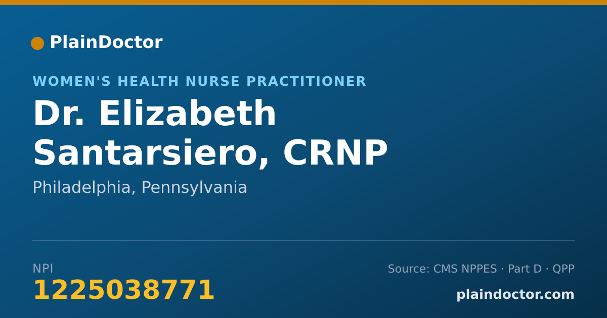 Shareable card for Elizabeth Santarsiero, CRNP - Women's Health Nurse Practitioner, Philadelphia, PA