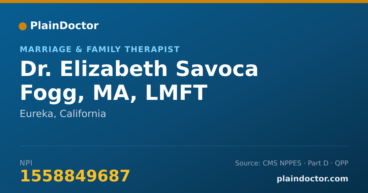 Shareable card for Elizabeth Savoca Fogg, MA, LMFT - Marriage & Family Therapist, Eureka, CA