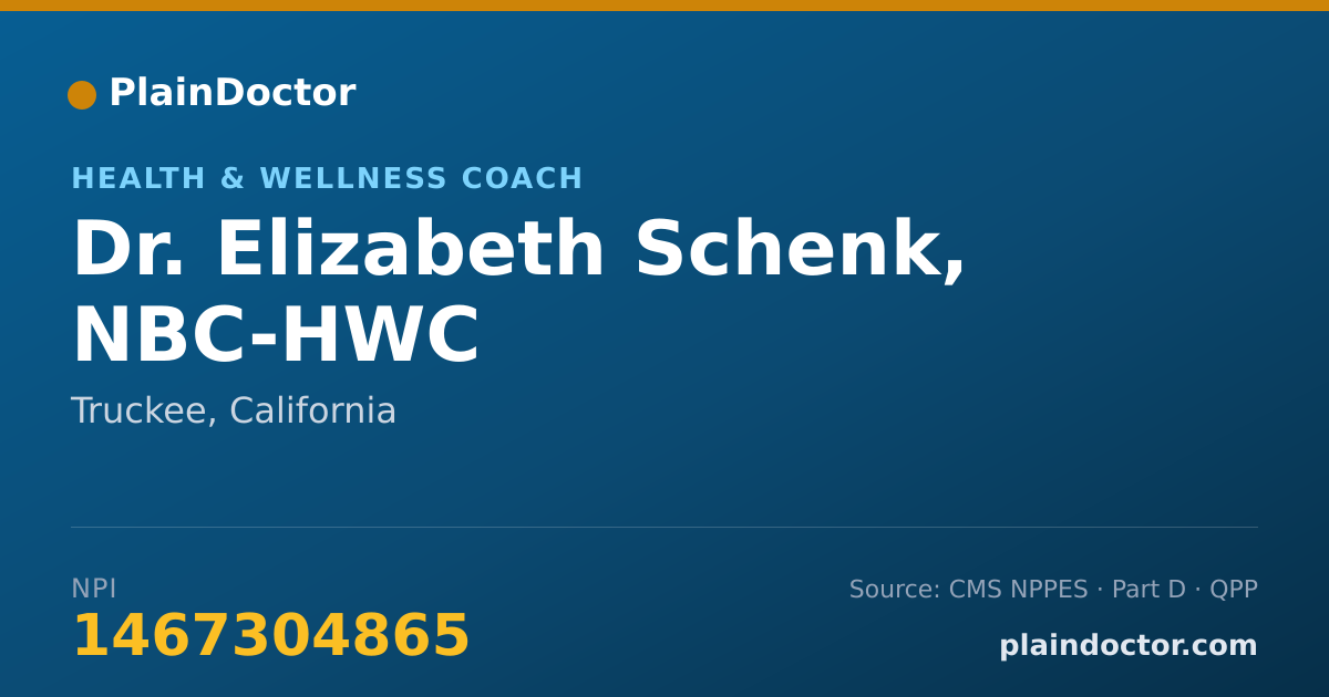 Shareable card for Elizabeth Schenk, NBC-HWC - Health & Wellness Coach, Truckee, CA
