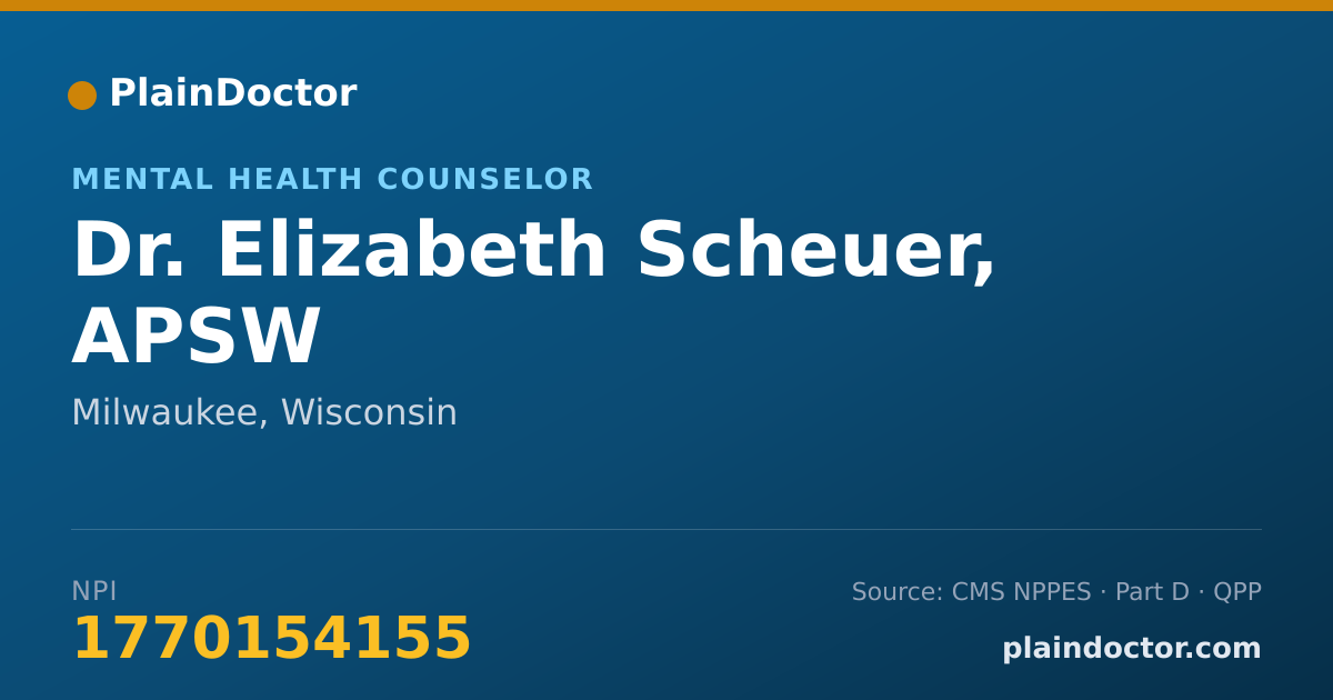 Shareable card for Elizabeth Scheuer, APSW - Mental Health Counselor, Milwaukee, WI
