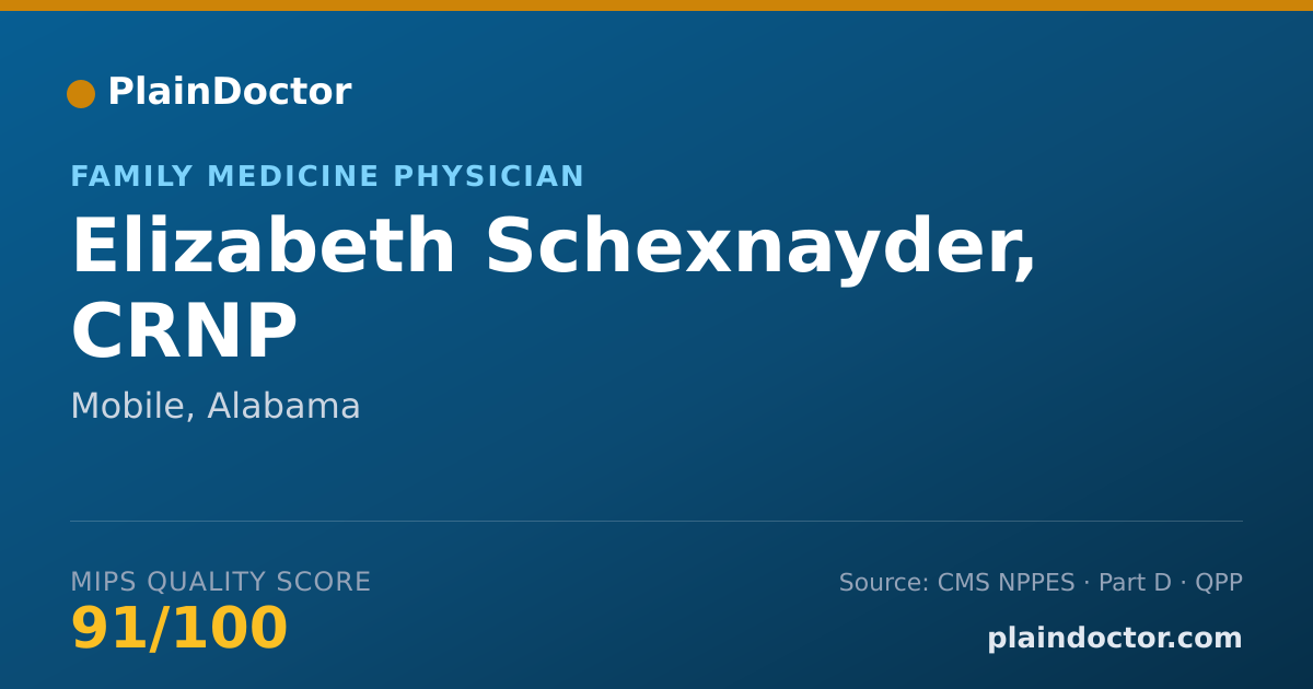 Shareable card for Elizabeth Schexnayder, CRNP - Family Medicine Physician, Mobile, AL
