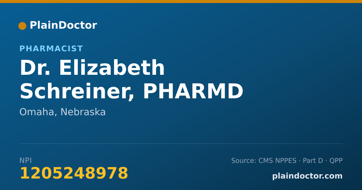 Shareable card for Elizabeth Schreiner, PHARMD - Pharmacist, Omaha, NE