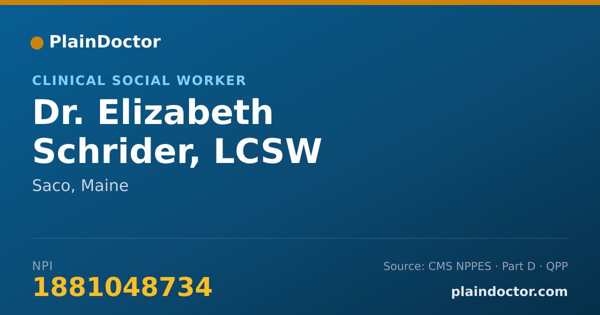 Shareable card for Elizabeth Schrider, LCSW - Clinical Social Worker, Saco, ME