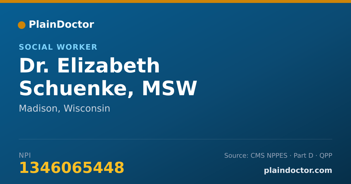 Shareable card for Elizabeth Schuenke, MSW - Social Worker, Madison, WI