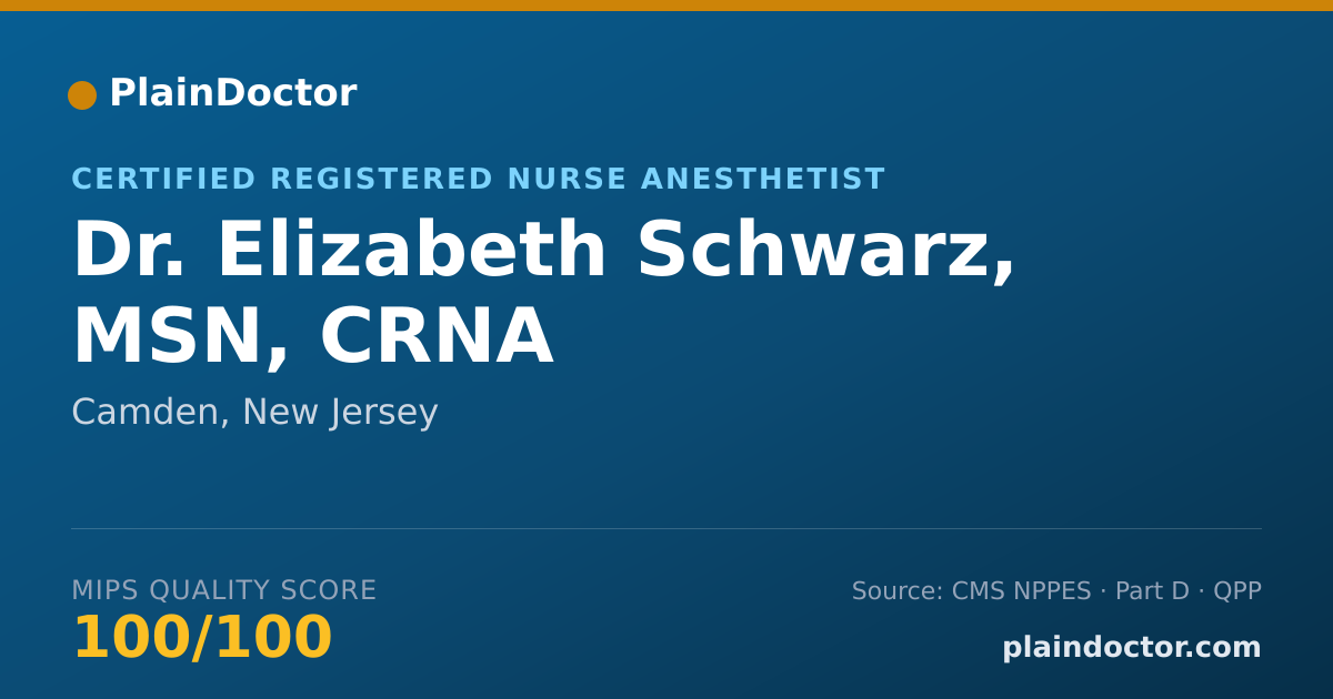 Shareable card for Elizabeth Schwarz, MSN, CRNA - Certified Registered Nurse Anesthetist, Camden, NJ