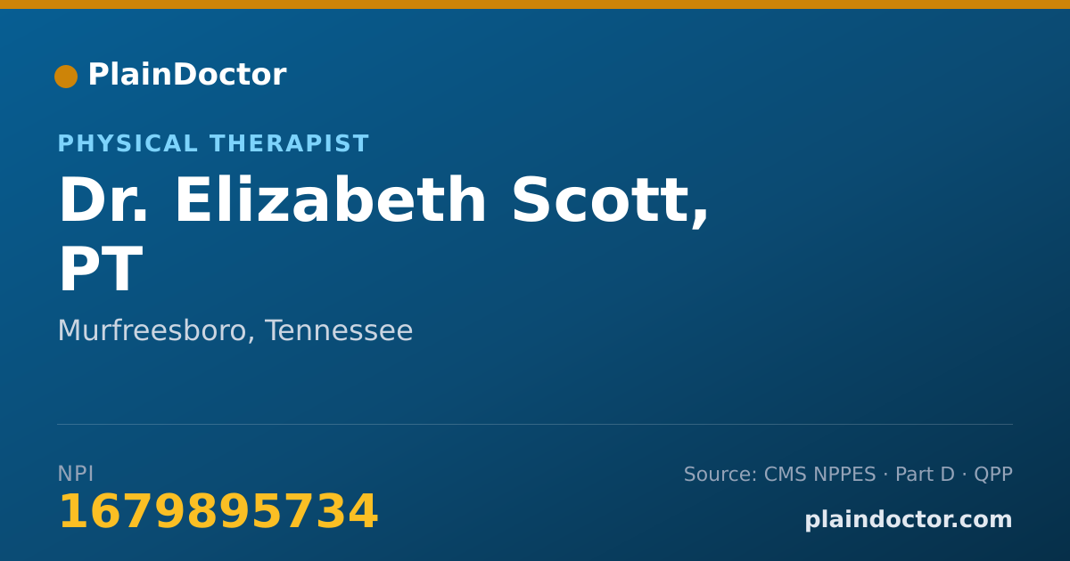 Shareable card for Elizabeth Scott, PT - Physical Therapist, Murfreesboro, TN