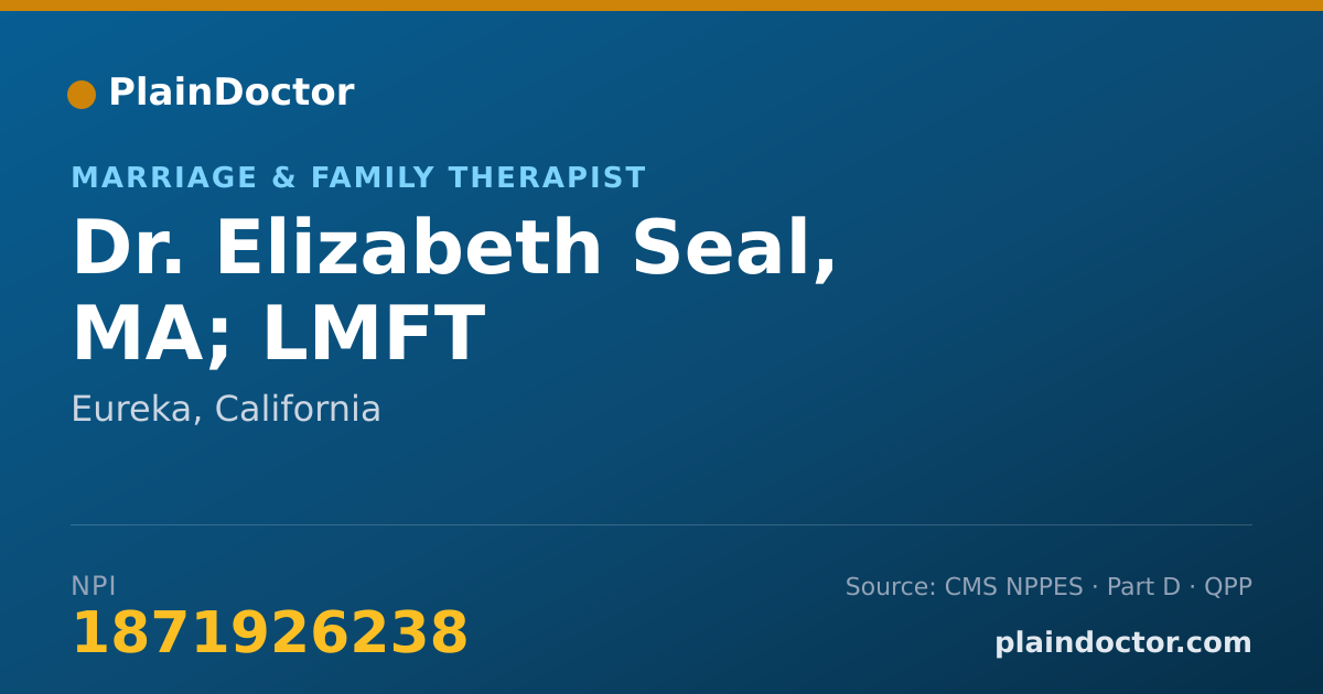 Shareable card for Elizabeth Seal, MA; LMFT - Marriage & Family Therapist, Eureka, CA
