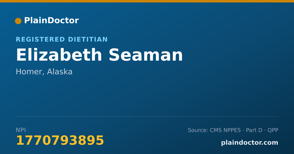 Shareable card for Elizabeth Seaman - Registered Dietitian, Homer, AK