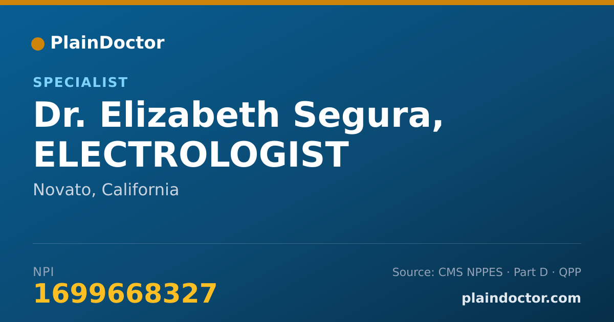 Shareable card for Elizabeth Segura, ELECTROLOGIST - Specialist, Novato, CA