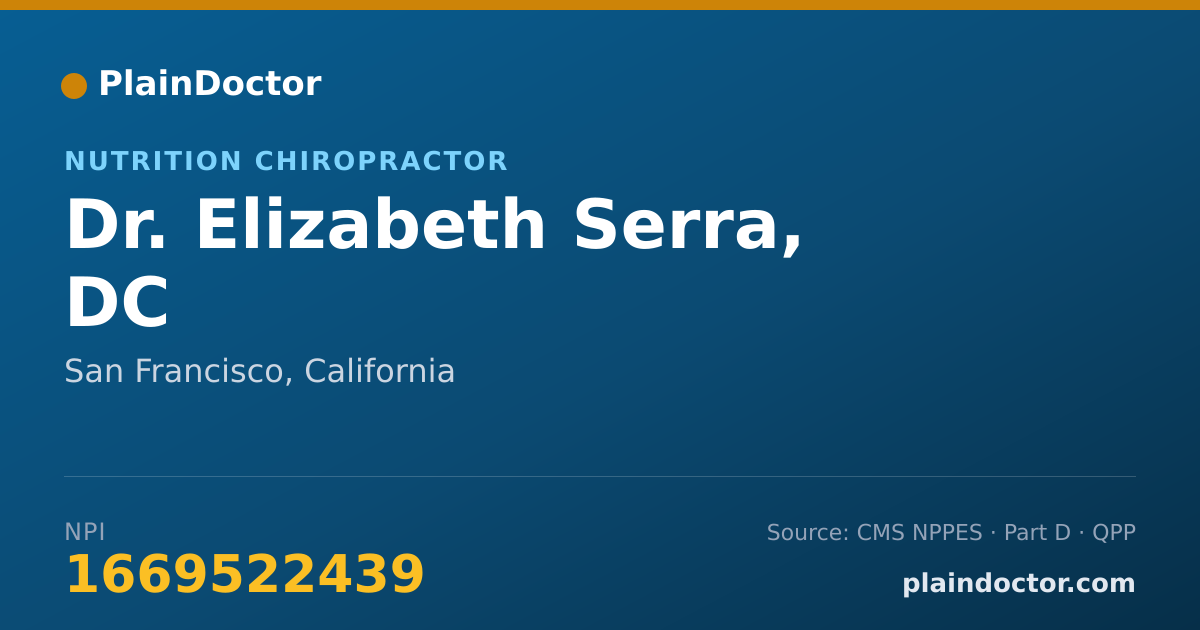 Shareable card for Elizabeth Serra, DC - Nutrition Chiropractor, San Francisco, CA
