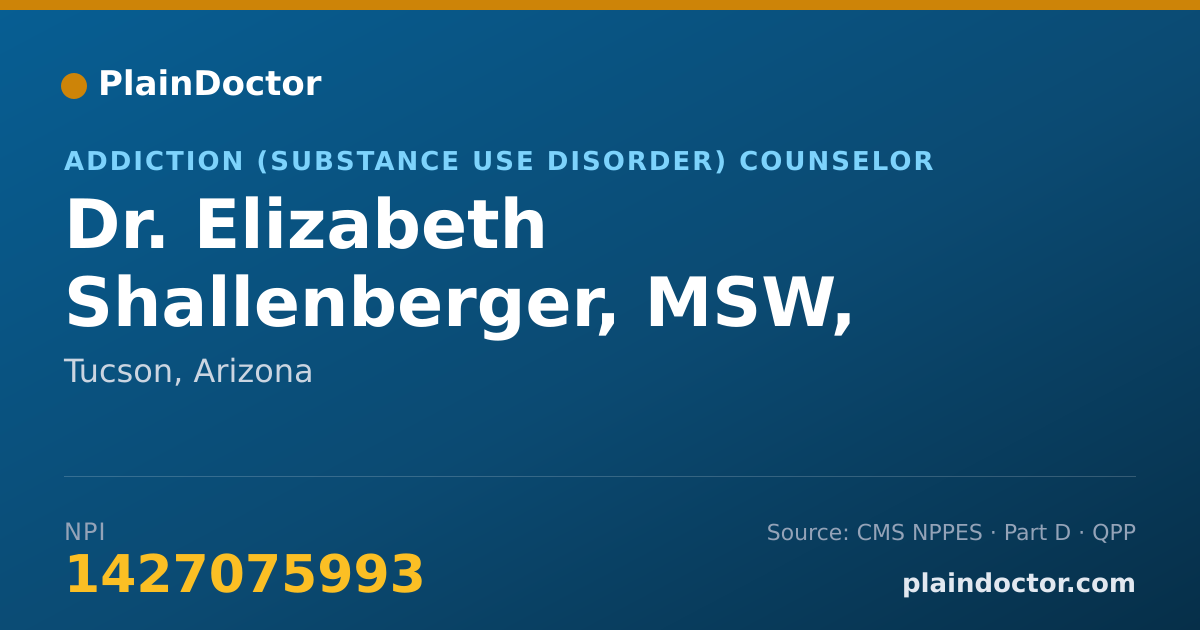 Shareable card for Elizabeth Shallenberger, MSW, LISAC - Addiction (Substance Use Disorder) Counselor, Tucson, AZ