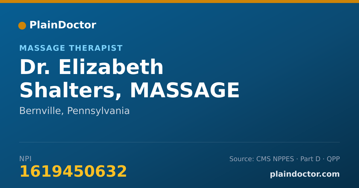 Shareable card for Elizabeth Shalters, MASSAGE THERAPIST - Massage Therapist, Bernville, PA