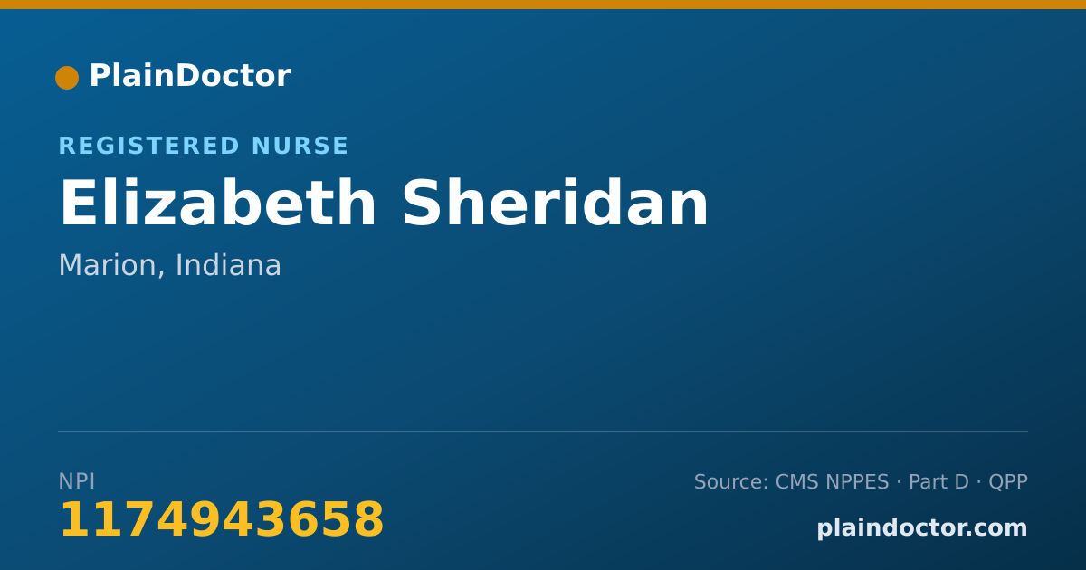 Shareable card for Elizabeth Sheridan - Registered Nurse, Marion, IN