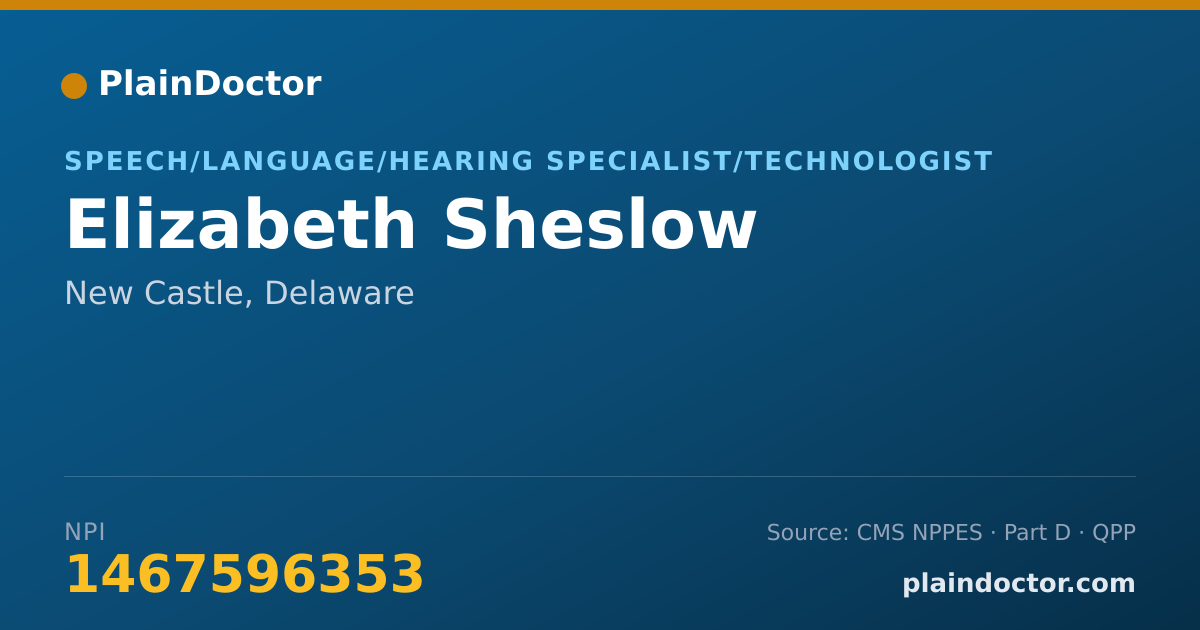 Shareable card for Elizabeth Sheslow - Speech/Language/Hearing Specialist/Technologist, New Castle, DE
