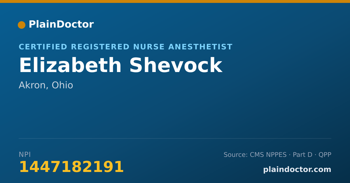 Shareable card for Elizabeth Shevock - Certified Registered Nurse Anesthetist, Akron, OH