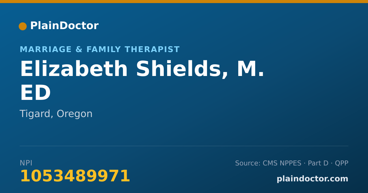 Shareable card for Elizabeth Shields, M. ED - Marriage & Family Therapist, Tigard, OR