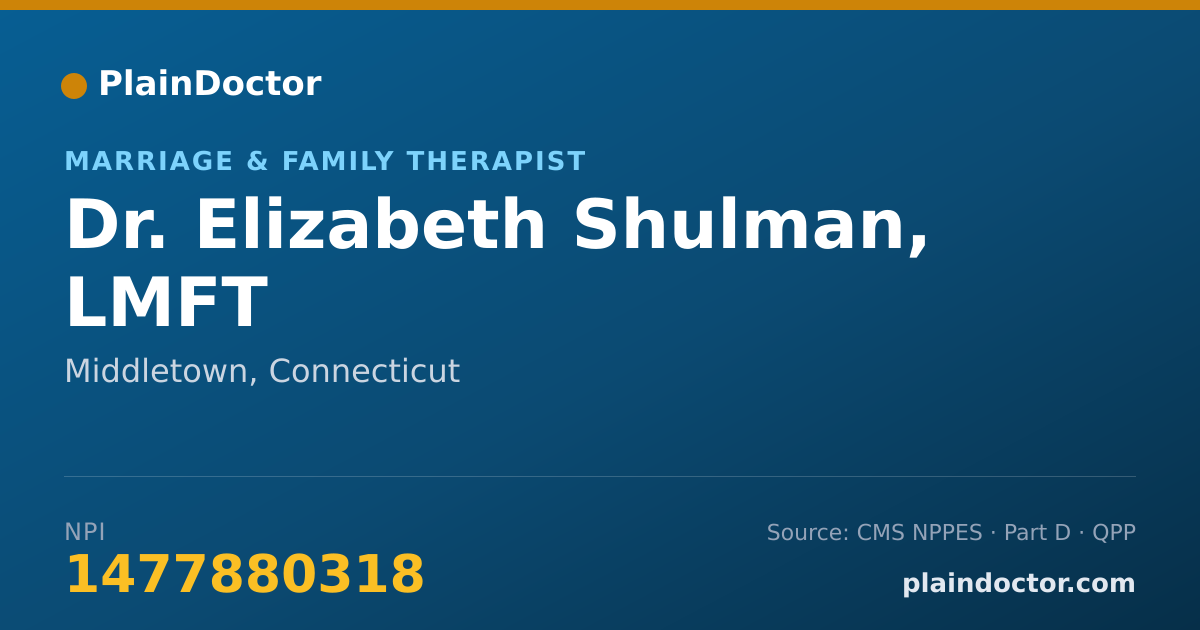 Shareable card for Elizabeth Shulman, LMFT - Marriage & Family Therapist, Middletown, CT