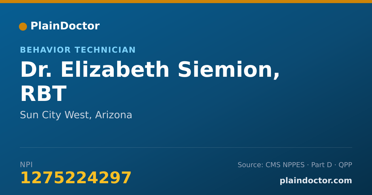 Shareable card for Elizabeth Siemion, RBT - Behavior Technician, Sun City West, AZ