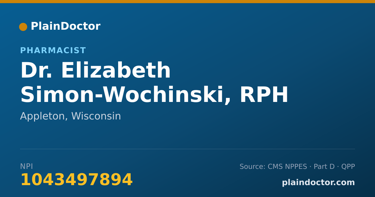 Shareable card for Elizabeth Simon-Wochinski, RPH - Pharmacist, Appleton, WI