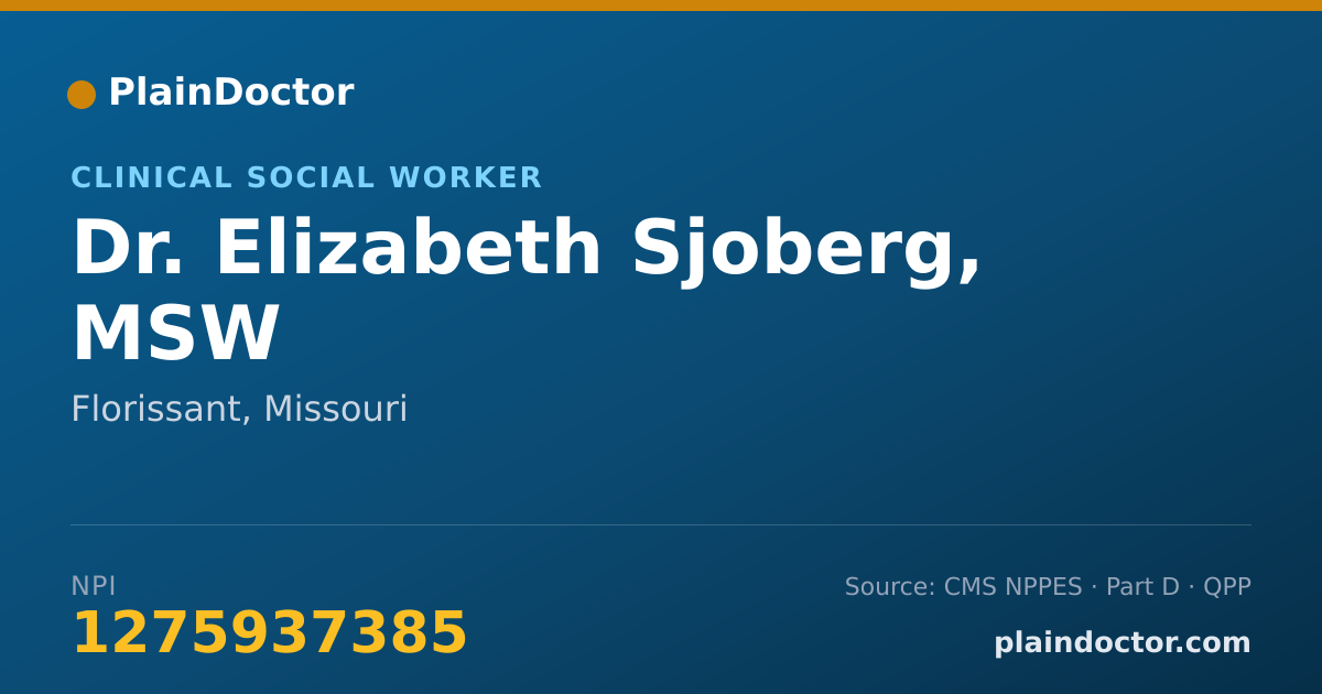 Shareable card for Elizabeth Sjoberg, MSW - Clinical Social Worker, Florissant, MO