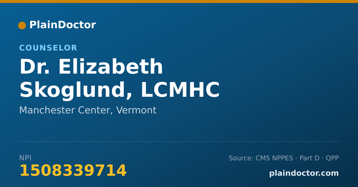 Shareable card for Elizabeth Skoglund, LCMHC - Counselor, Manchester Center, VT