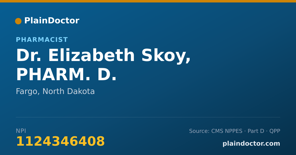 Shareable card for Elizabeth Skoy, PHARM. D. - Pharmacist, Fargo, ND