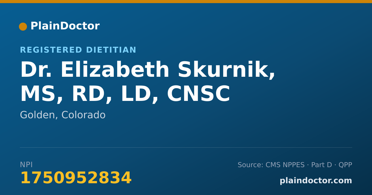 Shareable card for Elizabeth Skurnik, MS, RD, LD, CNSC - Registered Dietitian, Golden, CO