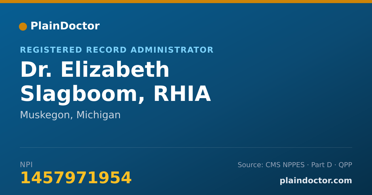 Shareable card for Elizabeth Slagboom, RHIA - Registered Record Administrator, Muskegon, MI