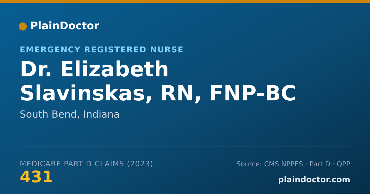 Shareable card for Elizabeth Slavinskas, RN, FNP-BC - Emergency Registered Nurse, South Bend, IN