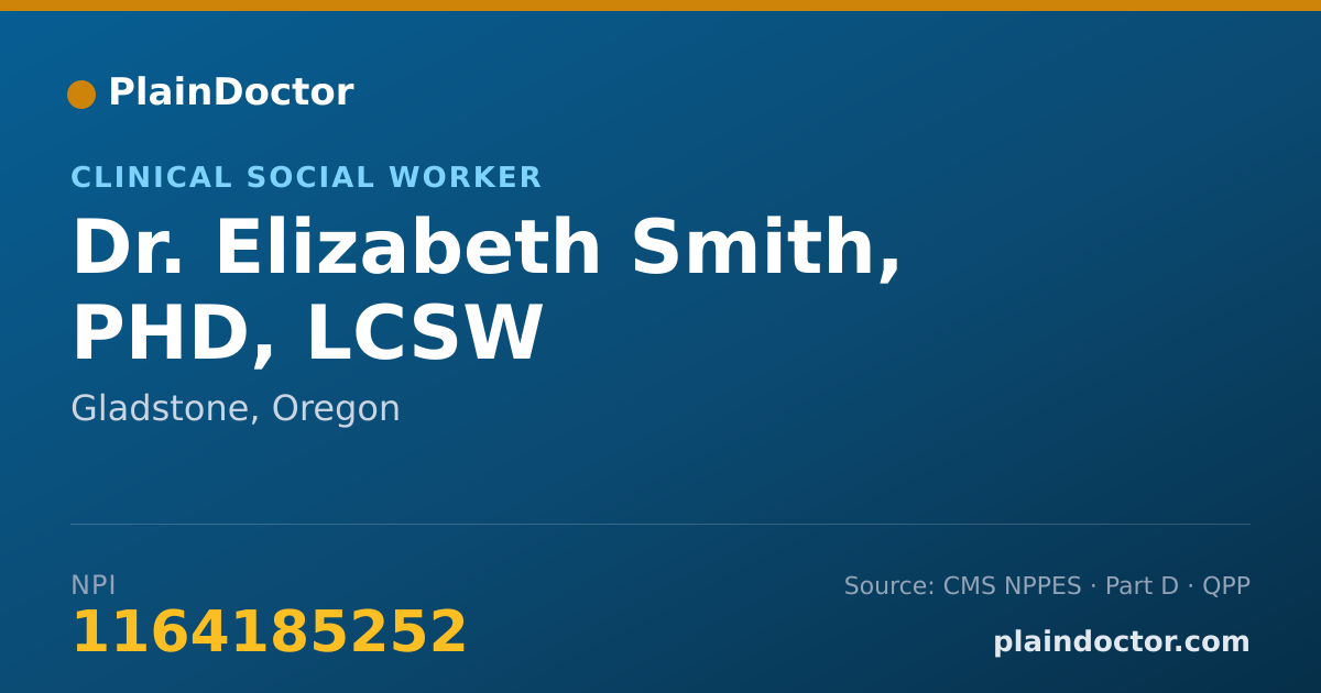 Shareable card for Elizabeth Smith, PHD, LCSW - Clinical Social Worker, Gladstone, OR