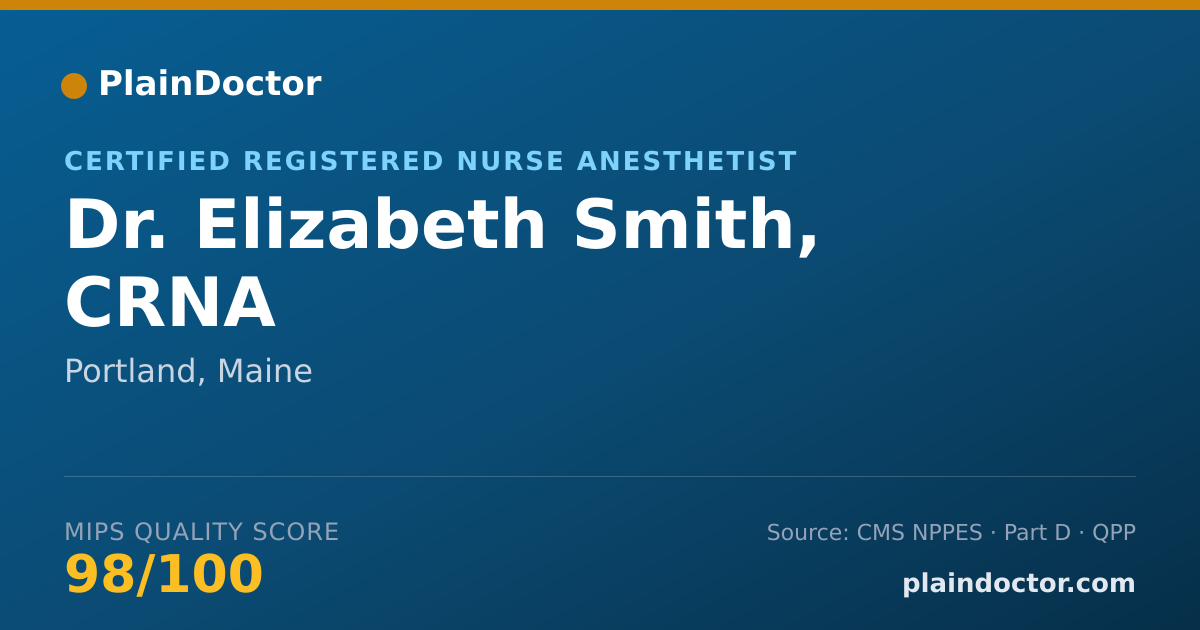 Shareable card for Elizabeth Smith, CRNA - Certified Registered Nurse Anesthetist, Portland, ME