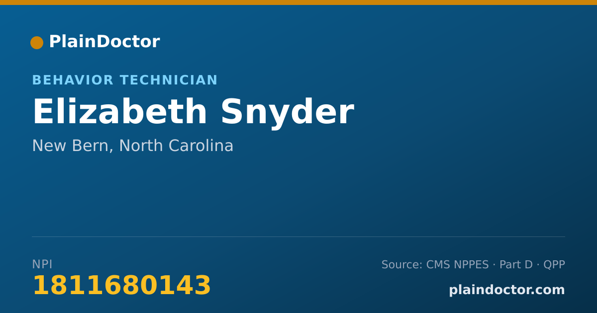 Shareable card for Elizabeth Snyder - Behavior Technician, New Bern, NC
