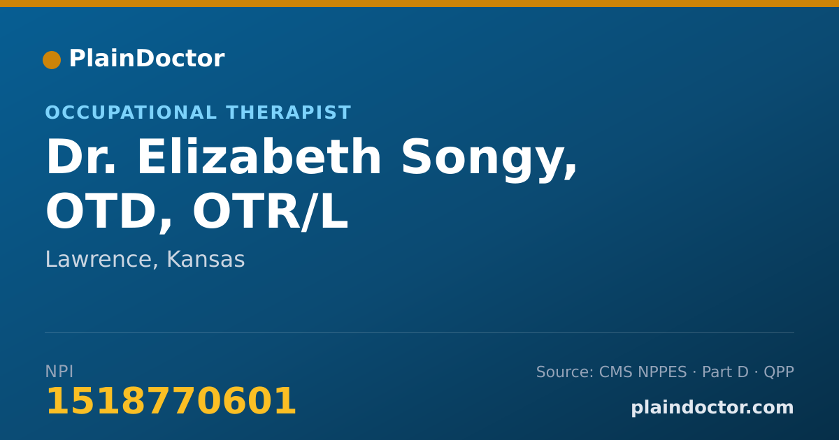 Shareable card for Elizabeth Songy, OTD, OTR/L - Occupational Therapist, Lawrence, KS