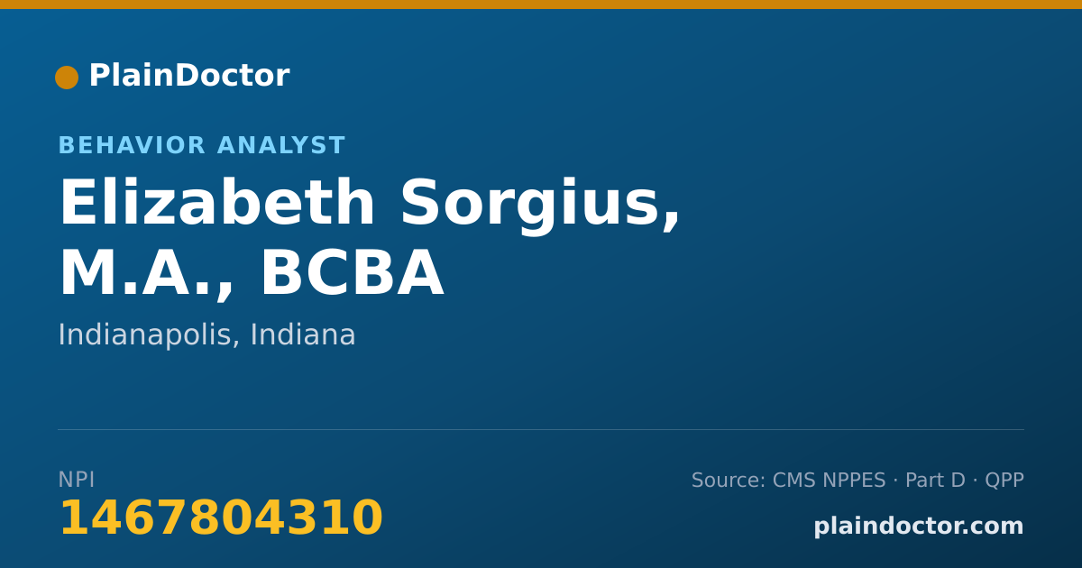 Shareable card for Elizabeth Sorgius, M.A., BCBA - Behavior Analyst, Indianapolis, IN