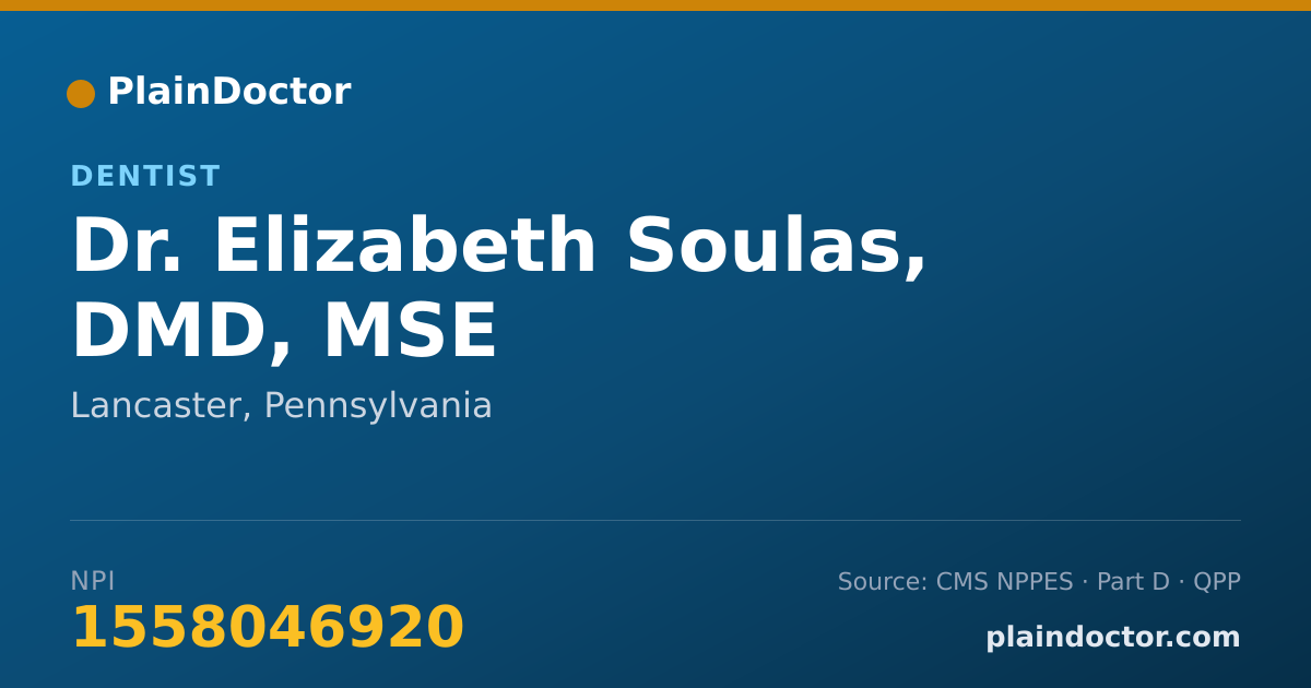 Shareable card for Elizabeth Soulas, DMD, MSE - Dentist, Lancaster, PA