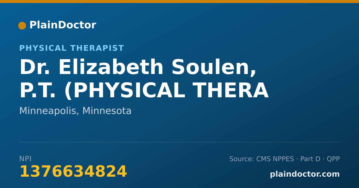 Shareable card for Elizabeth Soulen, P.T. (PHYSICAL THERA - Physical Therapist, Minneapolis, MN