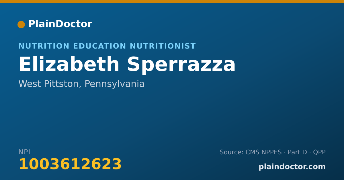 Shareable card for Elizabeth Sperrazza - Nutrition Education Nutritionist, West Pittston, PA