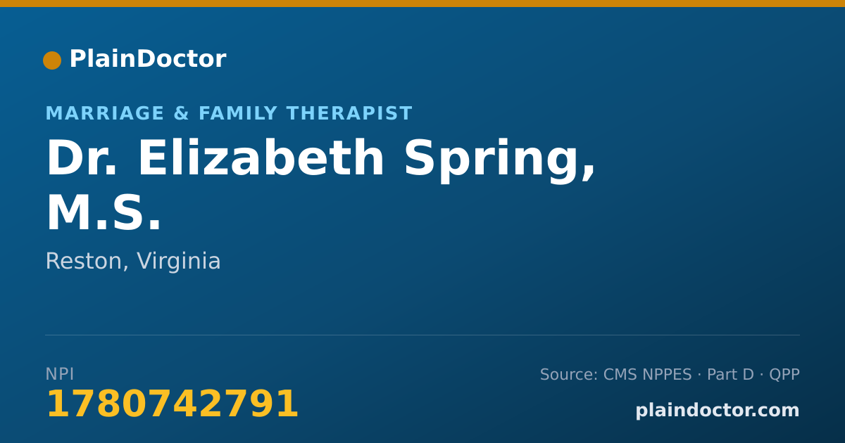 Shareable card for Elizabeth Spring, M.S. - Marriage & Family Therapist, Reston, VA
