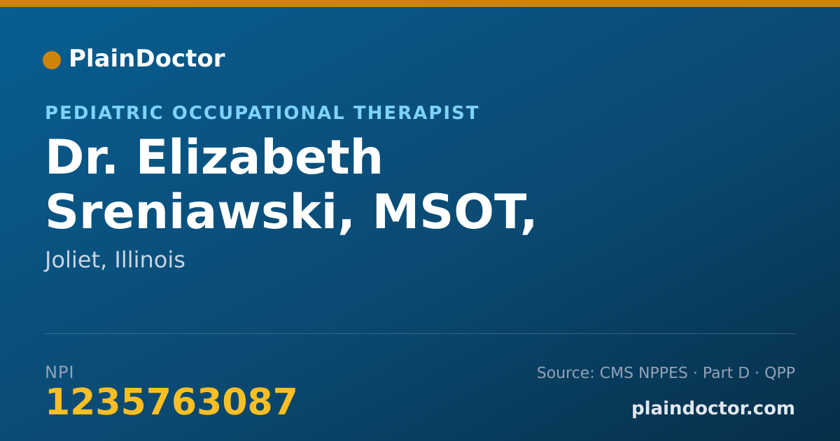 Shareable card for Elizabeth Sreniawski, MSOT, OTR/L - Pediatric Occupational Therapist, Joliet, IL