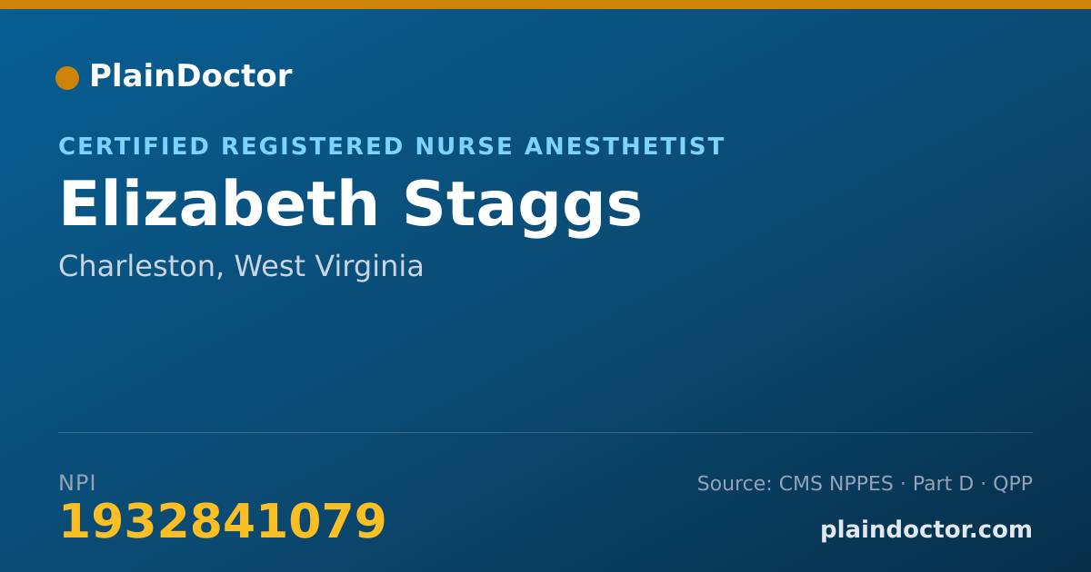 Shareable card for Elizabeth Staggs - Certified Registered Nurse Anesthetist, Charleston, WV