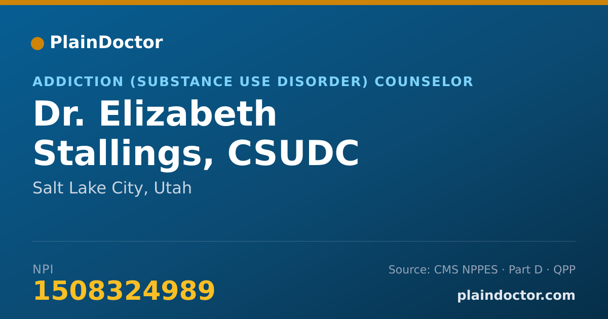 Shareable card for Elizabeth Stallings, CSUDC - Addiction (Substance Use Disorder) Counselor, Salt Lake City, UT
