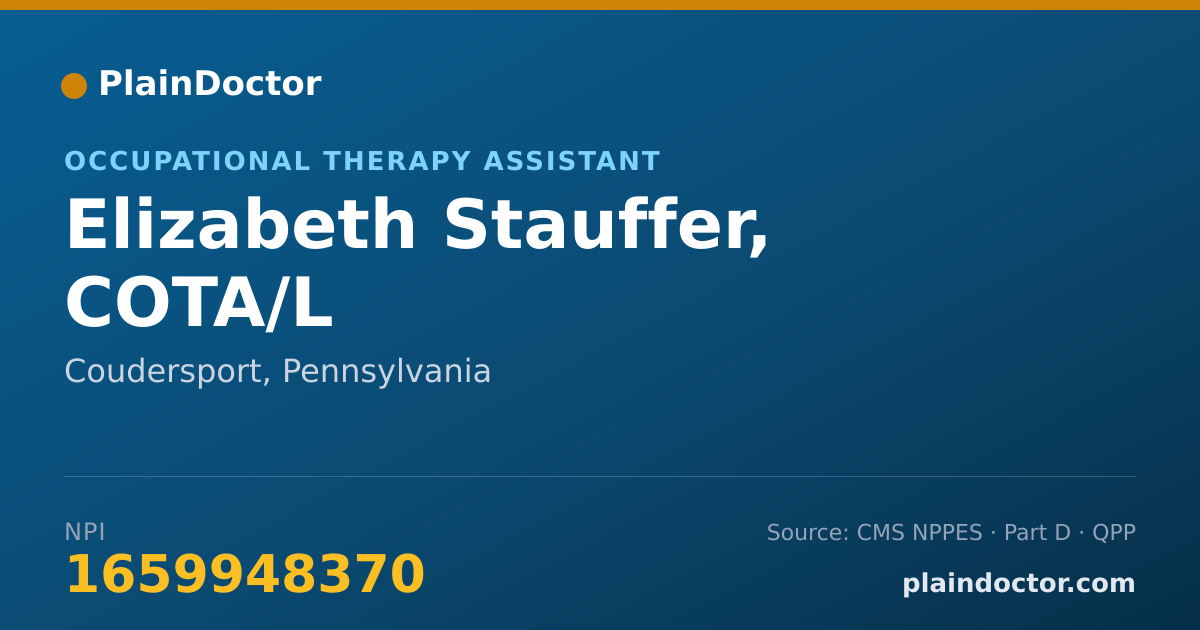 Shareable card for Elizabeth Stauffer, COTA/L - Occupational Therapy Assistant, Coudersport, PA