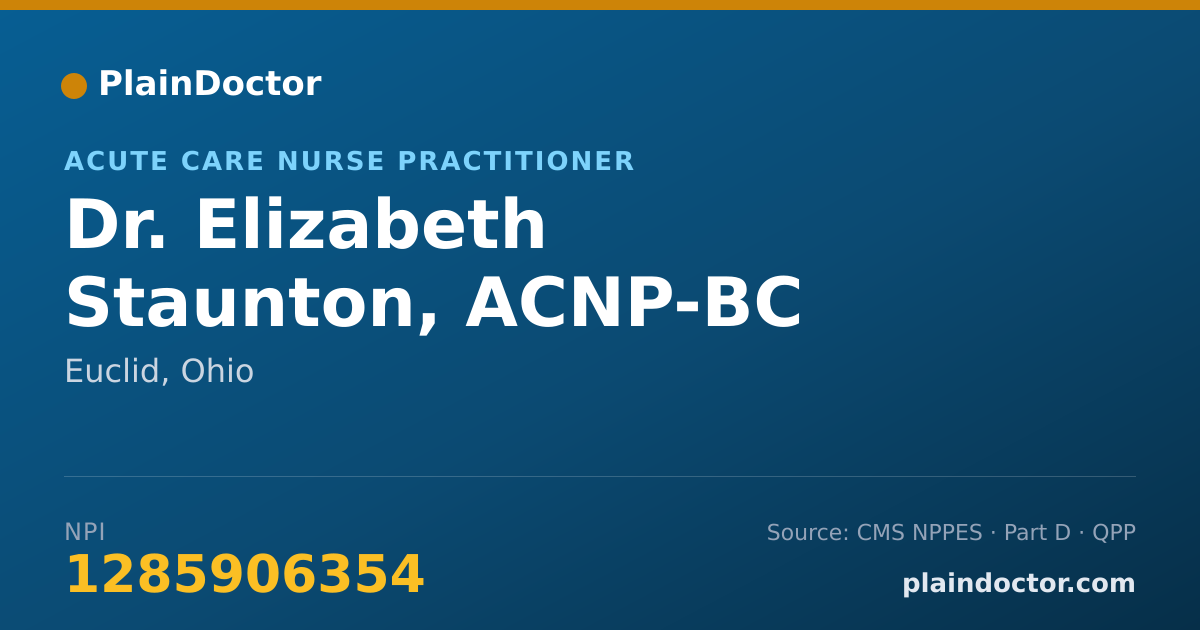 Shareable card for Elizabeth Staunton, ACNP-BC - Acute Care Nurse Practitioner, Euclid, OH