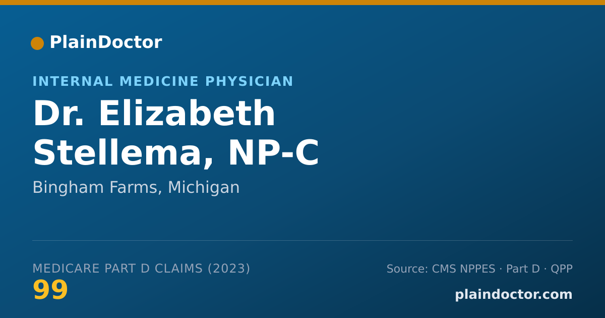 Shareable card for Elizabeth Stellema, NP-C - Internal Medicine Physician, Bingham Farms, MI