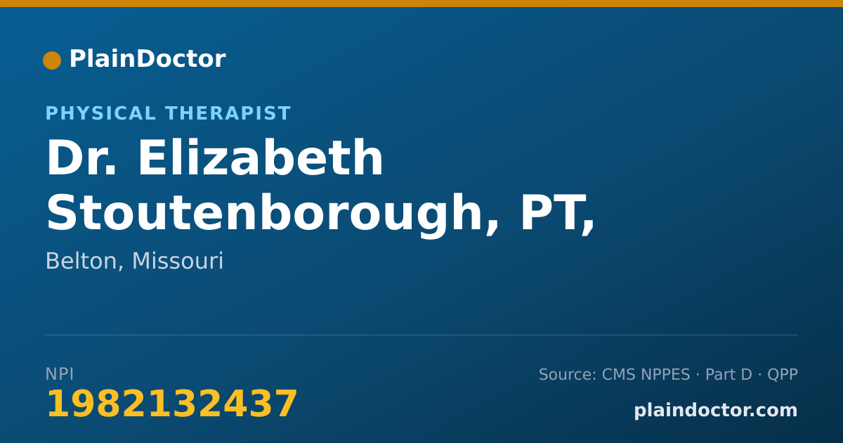 Shareable card for Elizabeth Stoutenborough, PT,  DPT,  ATC - Physical Therapist, Belton, MO