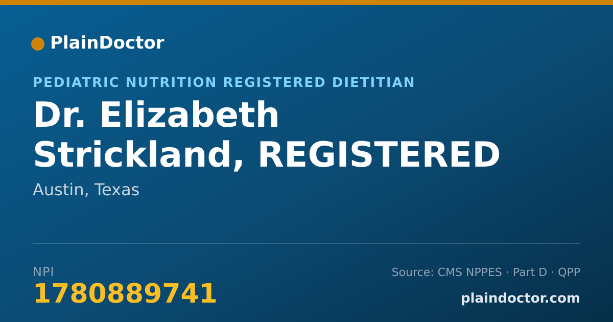 Shareable card for Elizabeth Strickland, REGISTERED DIETITIAN - Pediatric Nutrition Registered Dietitian, Austin, TX