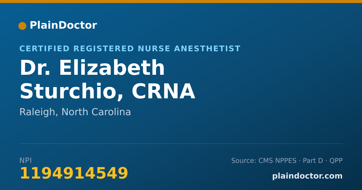 Shareable card for Elizabeth Sturchio, CRNA - Certified Registered Nurse Anesthetist, Raleigh, NC
